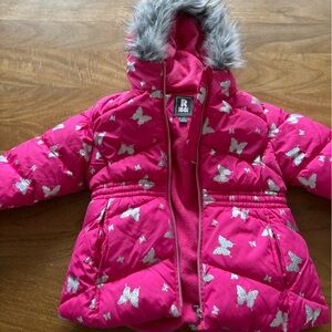 NWOT - Macy's Rothschild Pink Butterfly Kids Jacket with Faux Fur Hood